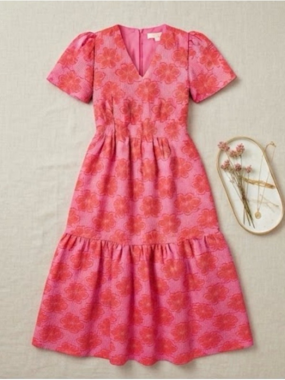 Uncle Frank Pink coral clip daisy dress